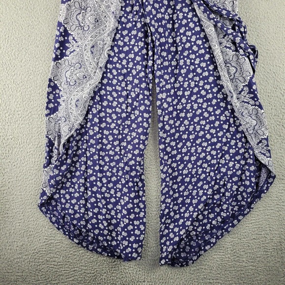 Japna Blue and White Patterned Wide-Leg Pants - Picture 6 of 12